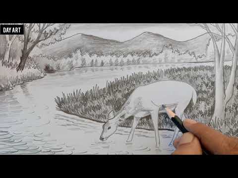 Deer Drinking Water Pencil Drawing Drawing Tutorial YouTube Hqdefault
