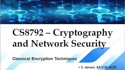 CS8792| Unit 1 Classical Encryption Techniques