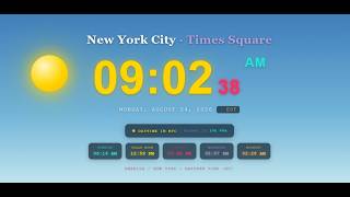 New York City Live Clock 🕐 Times Square Real-Time Day & Night Cycle | Relaxing Ambient NYC Manhattan Ny Time Zone