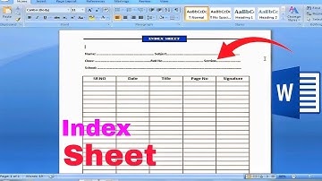 How to Create Index Sheet in Ms word 2007? | Index sheet design in Microsoft Word