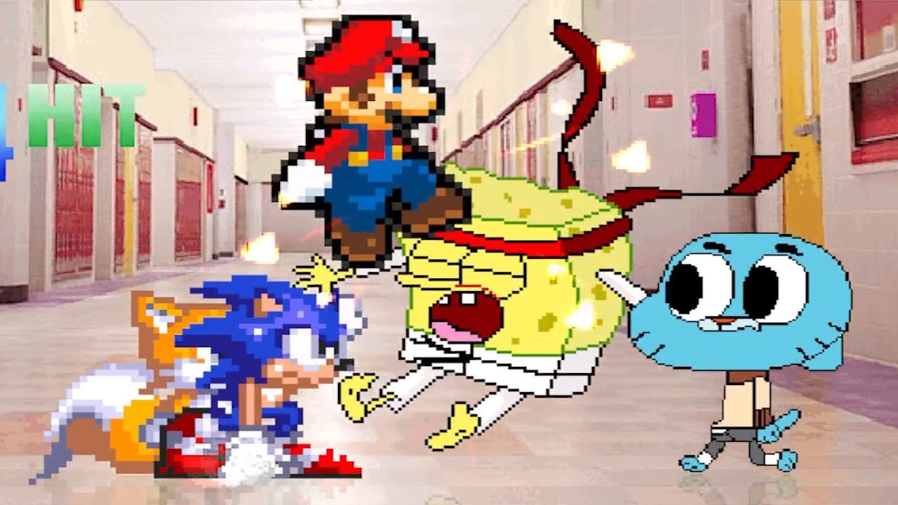 TEAM MARIO & SONIC  VS  TEAM GUMBALL & SPONGEBOB | BEST OF 3