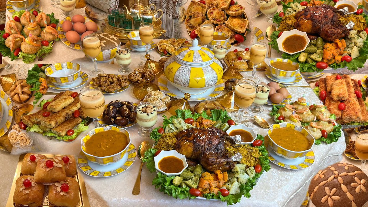 أول مائدة رمضان 🌙اوا هانا يالالة🥰هنيتك من التفكير🤔فطور كامل مكمول من التحلية حتى السحور واللذة حتى