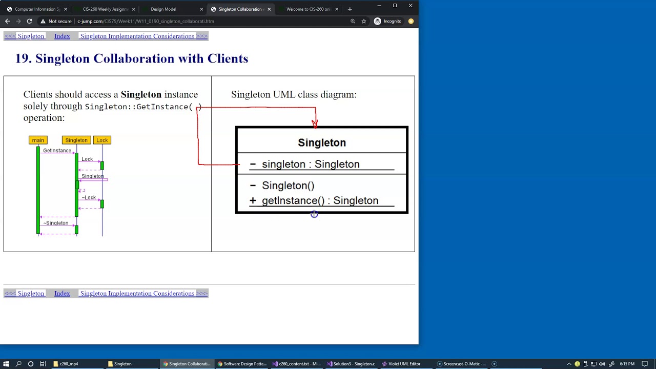 12.6 Singleton Design Pattern - YouTube