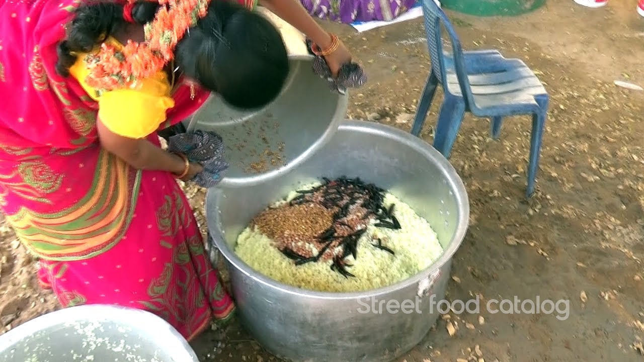 Amazing Hindu Function Style Pulihora Preparation | Tamarind Rice | Lemon Rice | Street Food Catalog