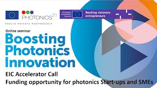 EIC Accelerator Call - Funding opportunties for photonics start-ups and SMEs