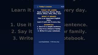 Basic Question Words: What, Where, When, Who, Why, How | Learn English Daily