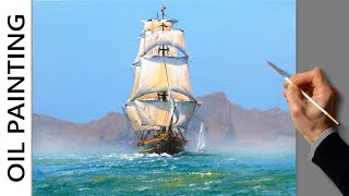 Oil Painting - Sea Sail / Relaxing Art / Time Lapse / Морской пейзаж. Урок рисования Живопись маслом