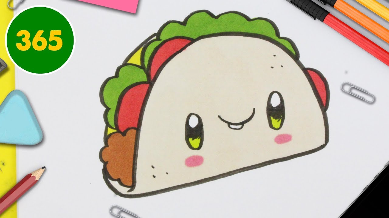HOW TO DRAW A CUTE Mexican taco KAWAII YouTube