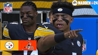 Madden 24 Justin Fields Steelers vs Browns (Madden 25 Updated Roster) 2024 Sim PS5 4k Game Play