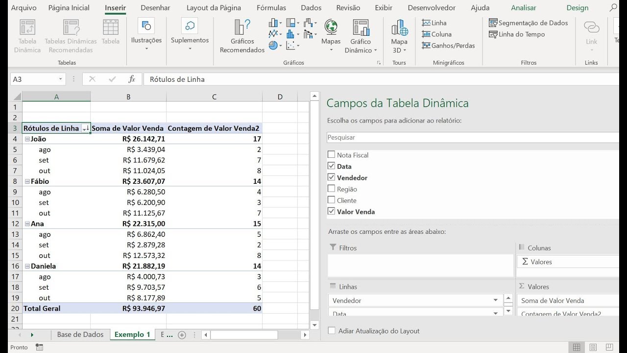 Tabelas Din Micas No Excel Parte Como Analisar Dados E Gerar Relat Rios Rapidamente Youtube