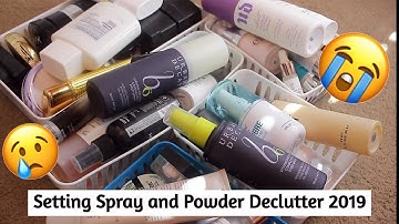Primers, Setting Sprays & Powder Declutter 2019 | Makeup Collection | AmberElainexox
