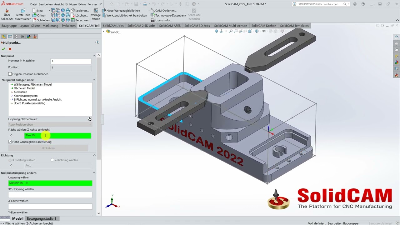 SolidCAM 2022 Assoziativer Nullpunkt mit Auto Position