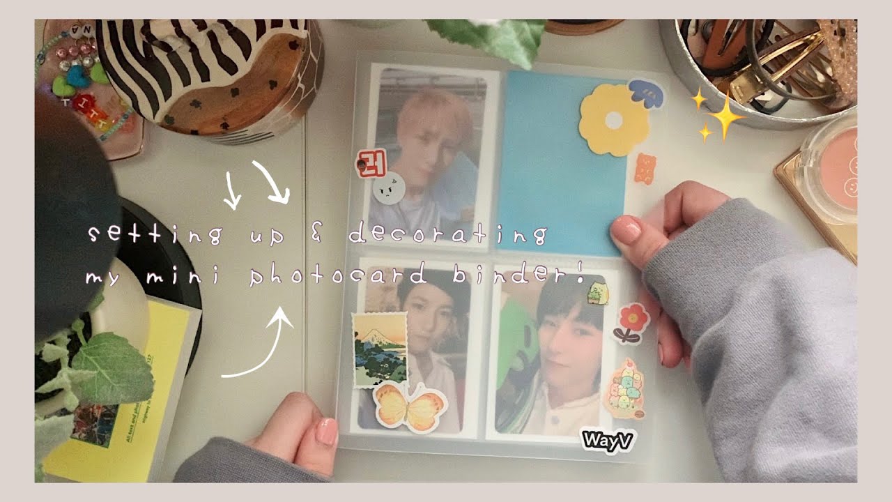 setting up and decorating my mini kpop photocard binder // nct, wayv, & superm photocard collection
