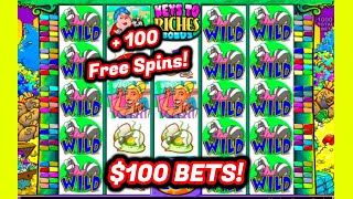 I CAN'T BELIEVE IT! 🤩💰 +100 Free Spins MAX BET on Stinkin Rich Slot! AMAZING BIG WINS!