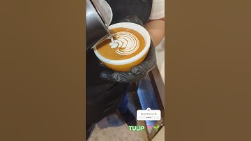 TULIP LATTE ART BARISTA - learn how to pour tulip latte 🌱☘️ [ latte art ] #short #tulip #latte #art