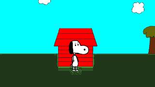 Snoopy heading for his doghouse
