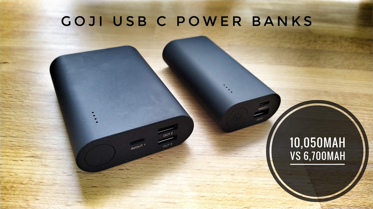 Goji USB C Compatible Power Comparison - 10,050mAh vs 6,700mAh (Models: GUP10BK20 / GUP6BK20) - YouTube