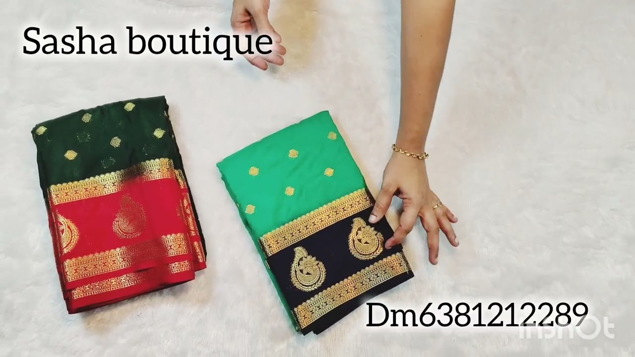 🌺Beautiful premium quality semi Mysore crepe silk saree with contrast blouse 🌺@Sashaboutique2024 