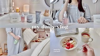 my cozy daily vlog💐 self care habits, dayoff outings, spring cosmetics, healthy recipes 🍽️