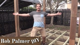 In this video Rob shows you how to build a simple deck! Subscribe for Free DIY Fun & Tips for Maintenance at your place! Follow 