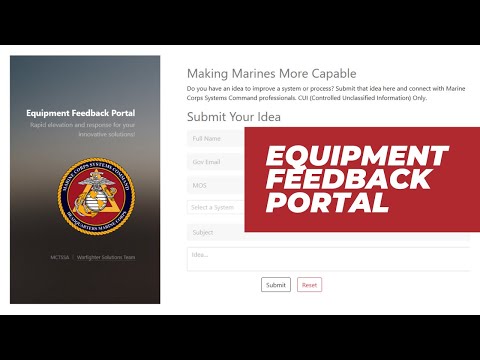 Marine Corps Systems Command's Equipment Feedback Portal