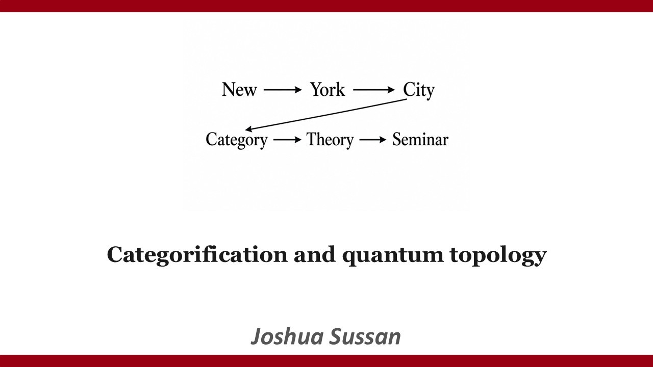 Joshua Sussan --- Categorification and quantum topology.