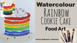 Watercolour Rainbow Cookie cake | Food art