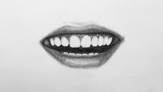 طريقة رسم الاسنان والفم بالرصاص للمبتدئين|how to draw teeth