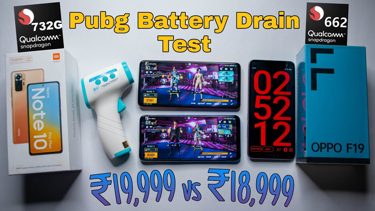 Redmi Note 10 Pro Max vs Oppo F19 Pubg Battery Drain Test 50 0🔋SD