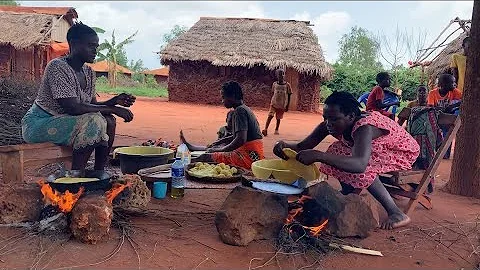 African Village Life #cooking Vegetable Beans Served With Tumeric Bread For Our Orphan Rural Kids