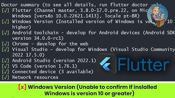Como resolver no Flutter - Windows Version (Unable to confirm if inslalled  Windows is version 10