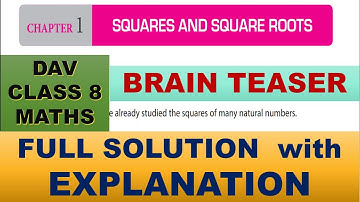 DAV CLASS 8 MATHS CHAPTER 1 | BRAIN TEASER | SQUARE AND SQUARE ROOT | FULL SOLUTION | EXPLANATION