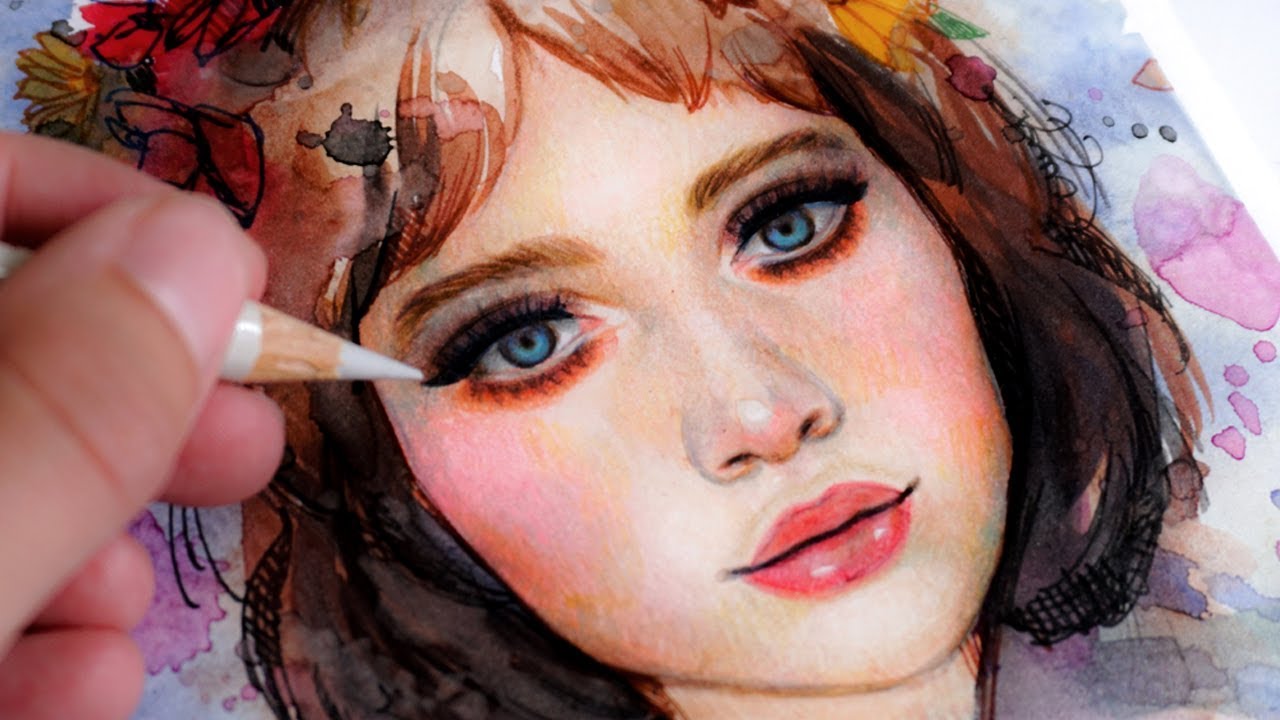 HOW TO PAINT A PORTRAIT WITH WATERCOLORS & COLOR PENCILS IN ONLY 5 STEPS!