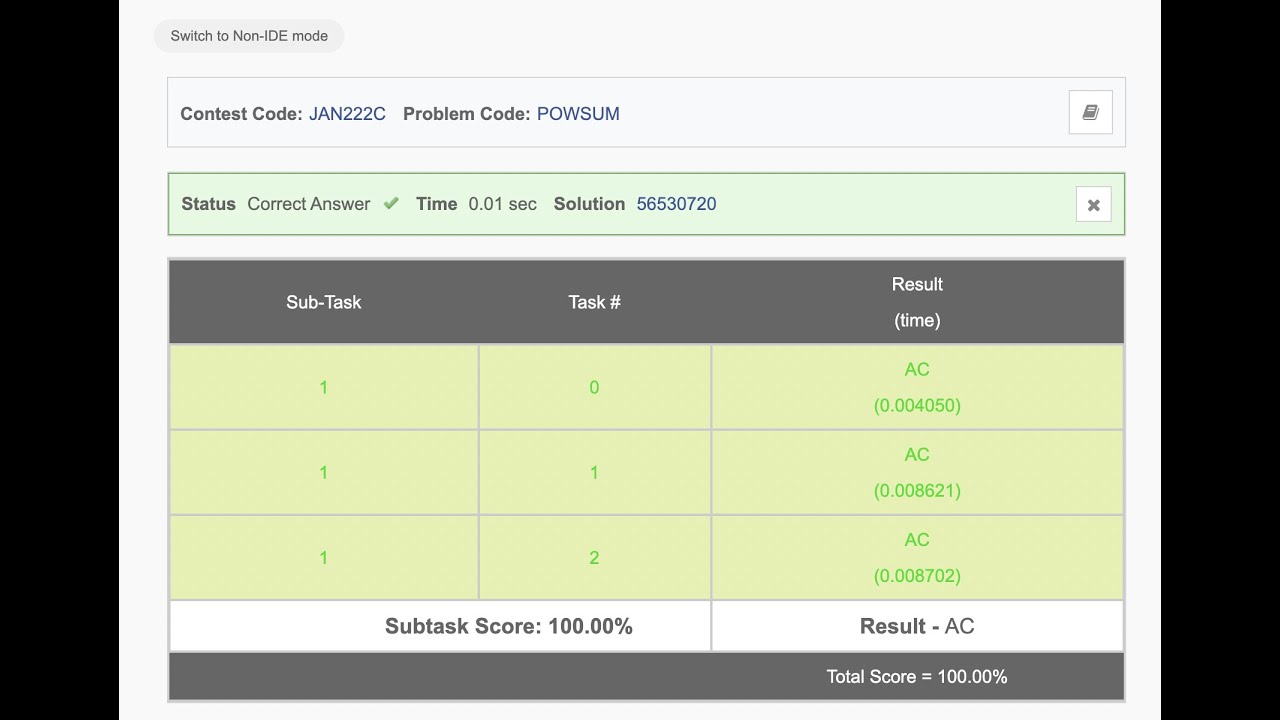 CodeChef January Long Challenge II | Div. 3 Power Sum | Solution Code ...