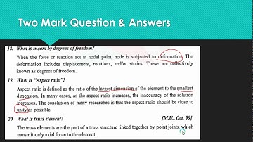 FEA - Unit 1 - Important Two Mark Question and Answers