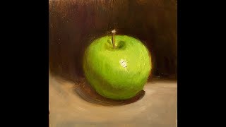 How to Paint a Green Apple Still Life#artclass #arttutorial#greenapple#painting #stilllife#allaprima