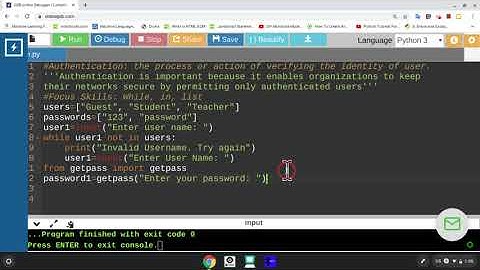 Python: Authenticating user name and password