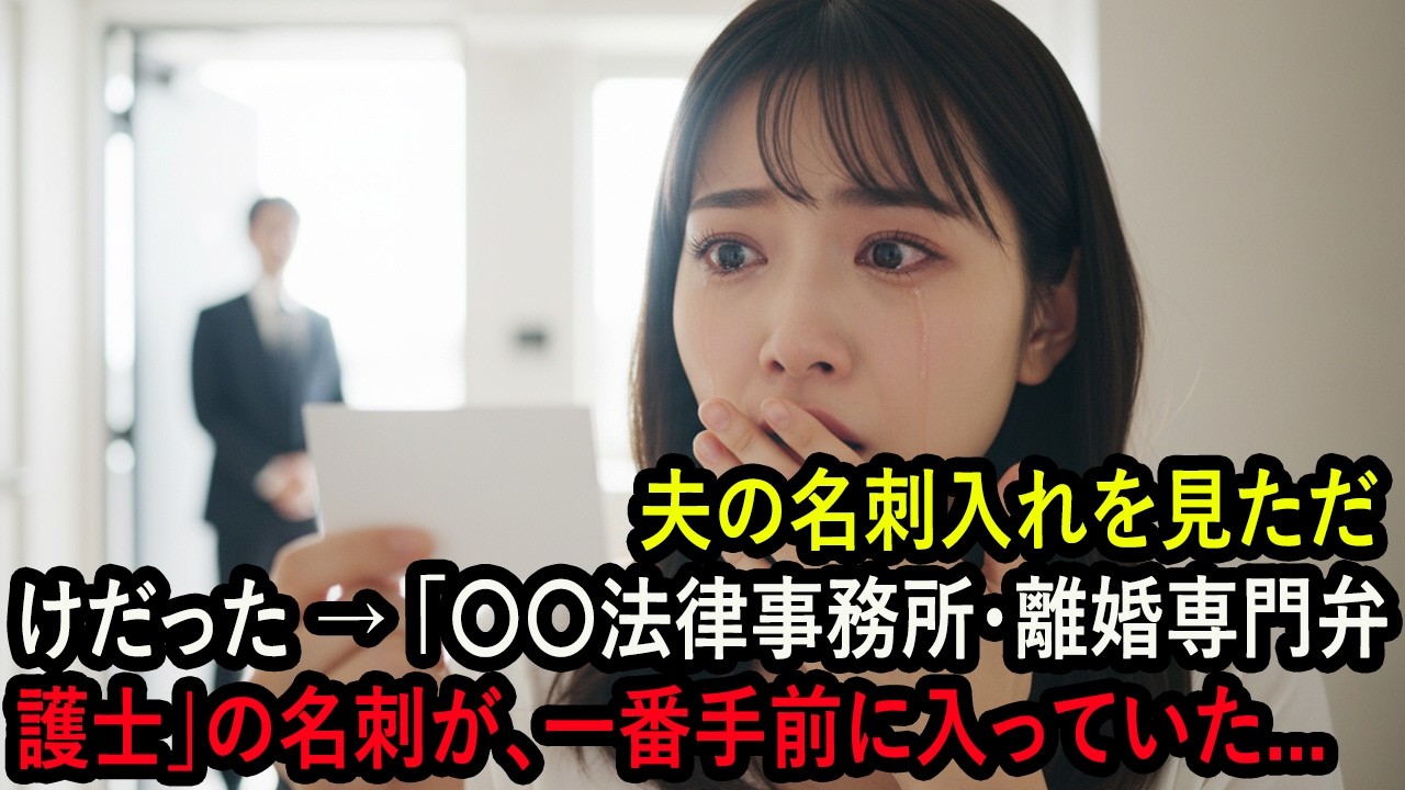 夫の名刺入れを見ただけだった → 「〇〇法律事務所・離婚専門弁護士」の名刺が、一番手前に入っていた