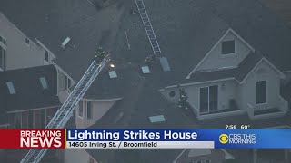 Lightning Strikes Home, Starting Fire And Creating Hole In Roof