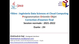 Examen JAVA UML corrigé - Filière d'ingénieur Data sciences et Cloud computing