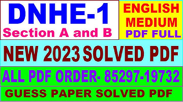 dnhe 1 solved assignment 2023 english / dnhe 1 ignou assignment 2023 / ignou dnhe 1 solved 2022-23