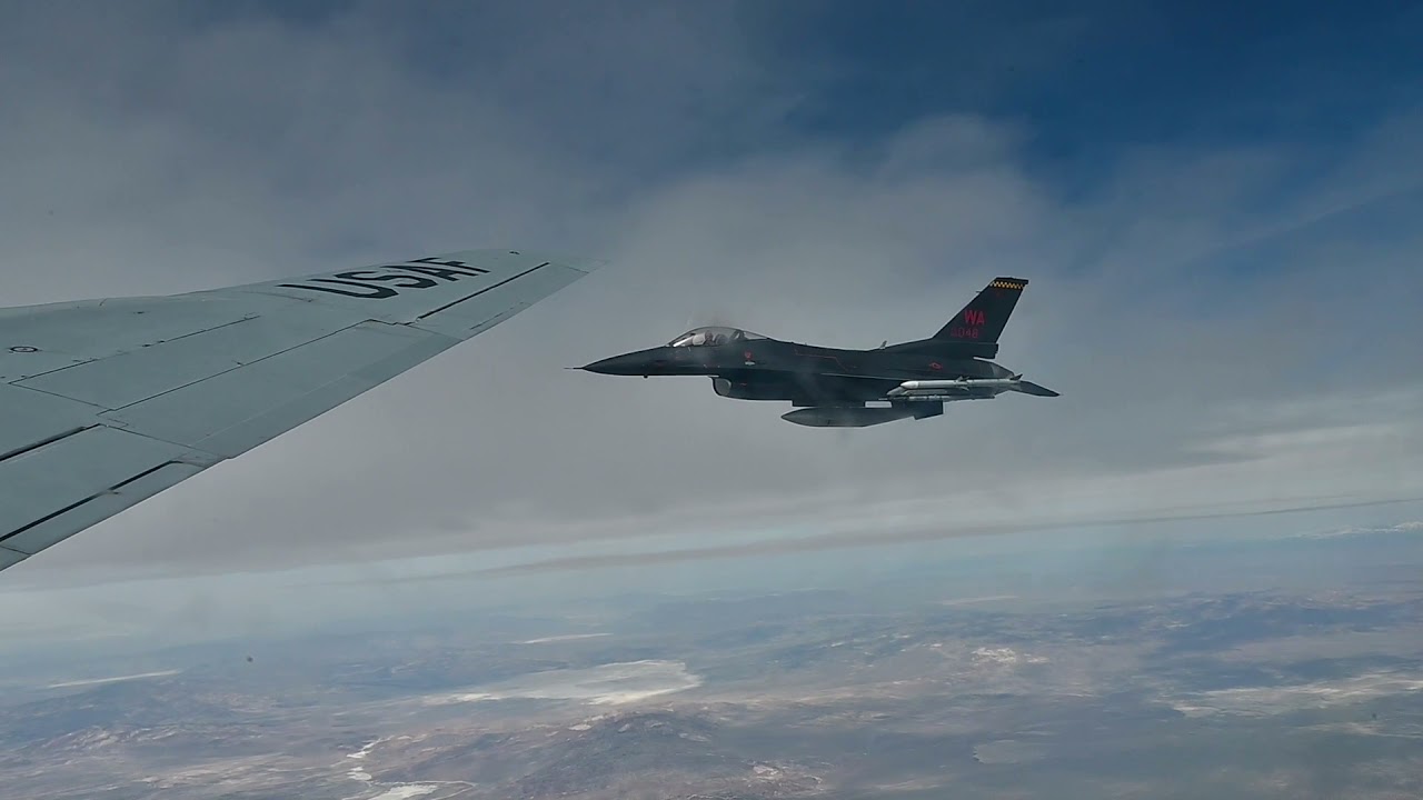 US Military News • KC-135 Stratotanker Aerial Refueling a F-16 •  Nevada, Mar 17, 2021