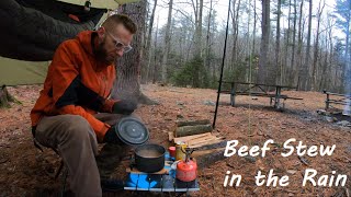 Beef Stew in the Rain - Campground Solo Hammock Camping #74