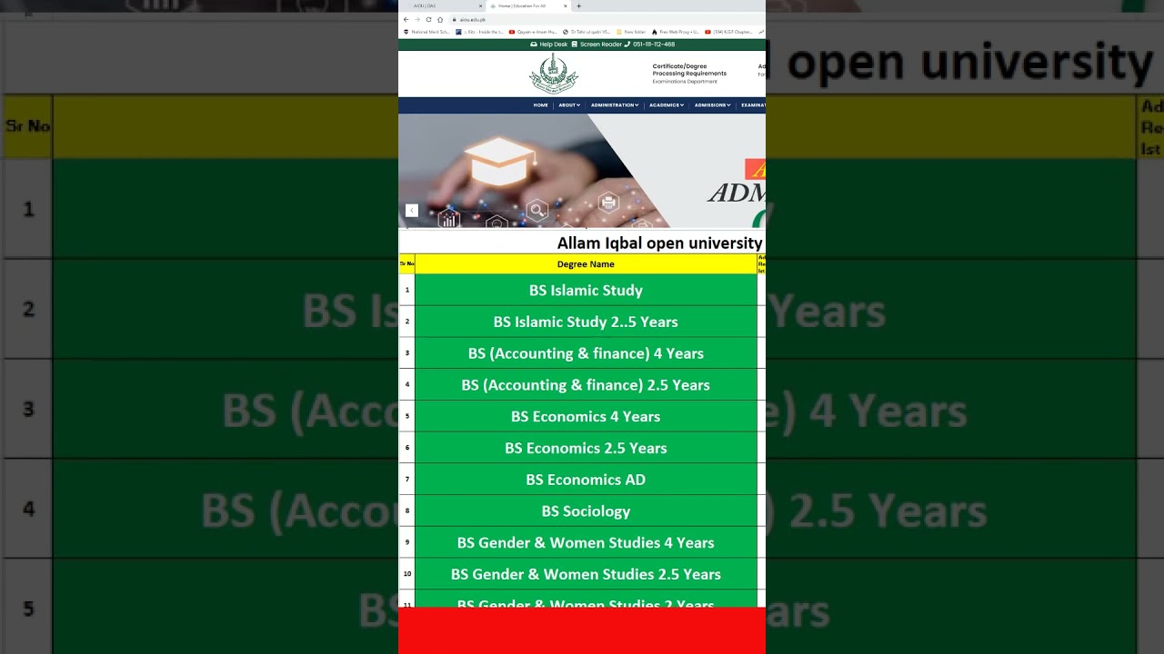 aiou fee structure aiou bs programs fee structure aiou fee