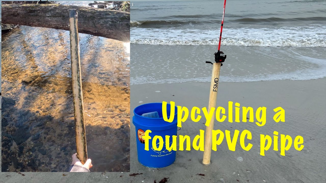 Upcycling an old piece of PVC into a beach rod holder 