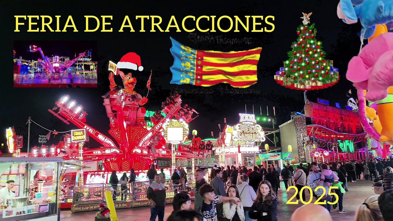 Feria de atracciones de Navidad, Valencia. #españa #valencia #ferias #2025 #4k 
