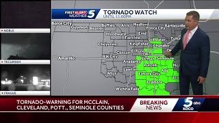 Tornado watch extended for multiple Oklahoma counties