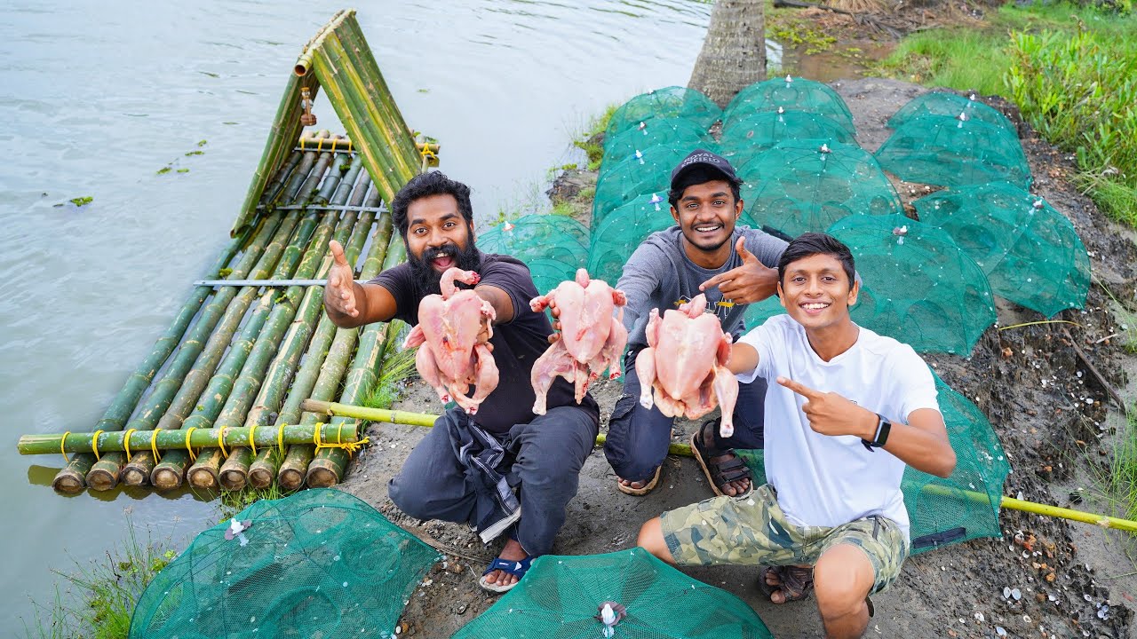 Primitive style fishing technique with 20 nest umbrellas. കുടവച്ച് മീൻ പിടിച്ചപ്പോൾ. 😱 | m4tech |