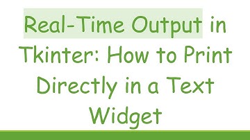 Real-Time Output in Tkinter: How to Print Directly in a Text Widget