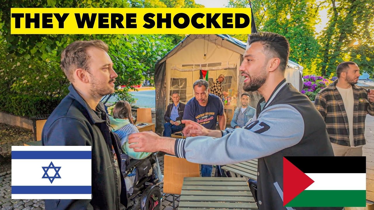 Hananya Naftali engaging with pro-Palestine activists